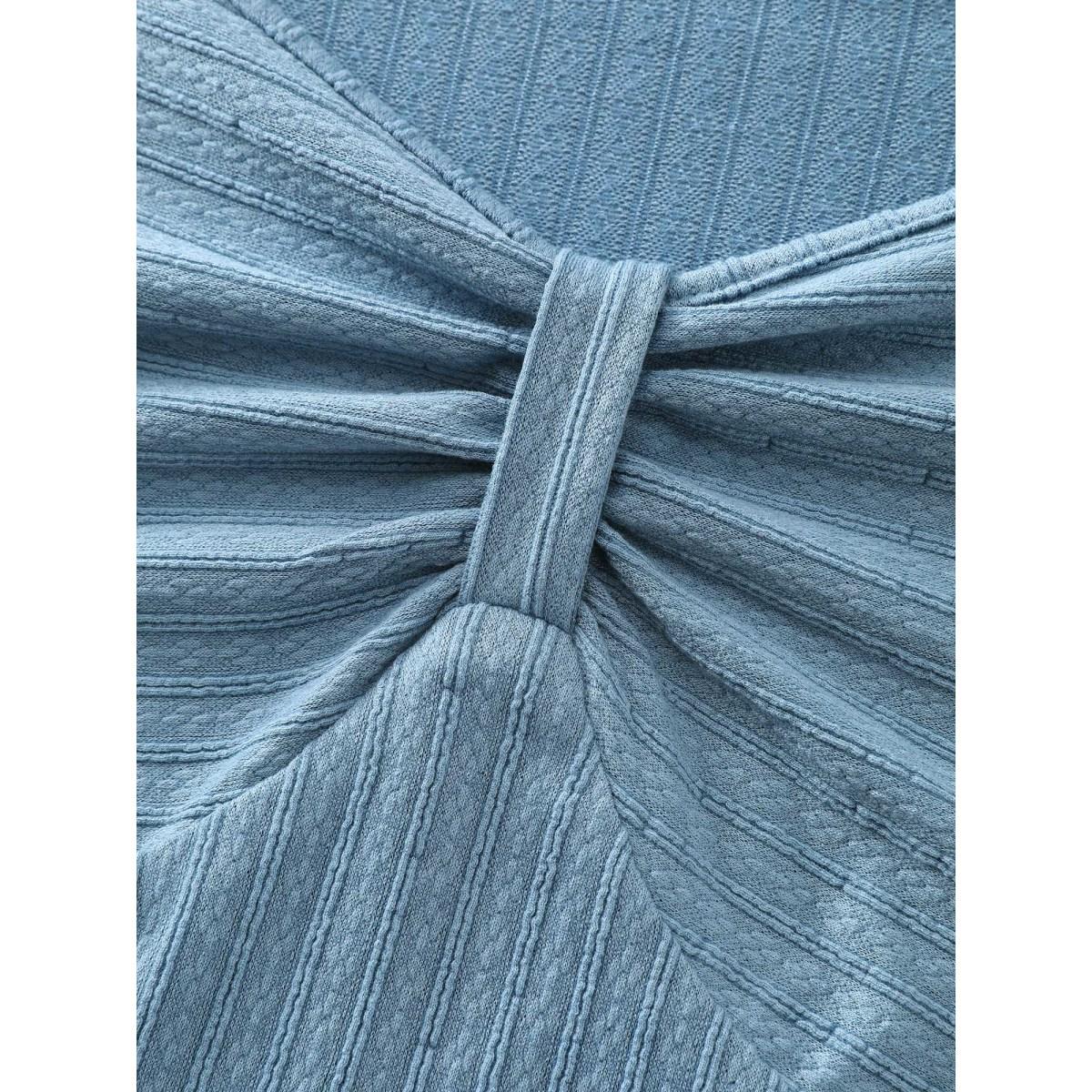 Plus Size Textured Sweetheart Neckline Pockets Midi Dress Cerulean Women Timeless Texture Heart neckline Long Sleeve Curvy BloomChic 12/L Product Image