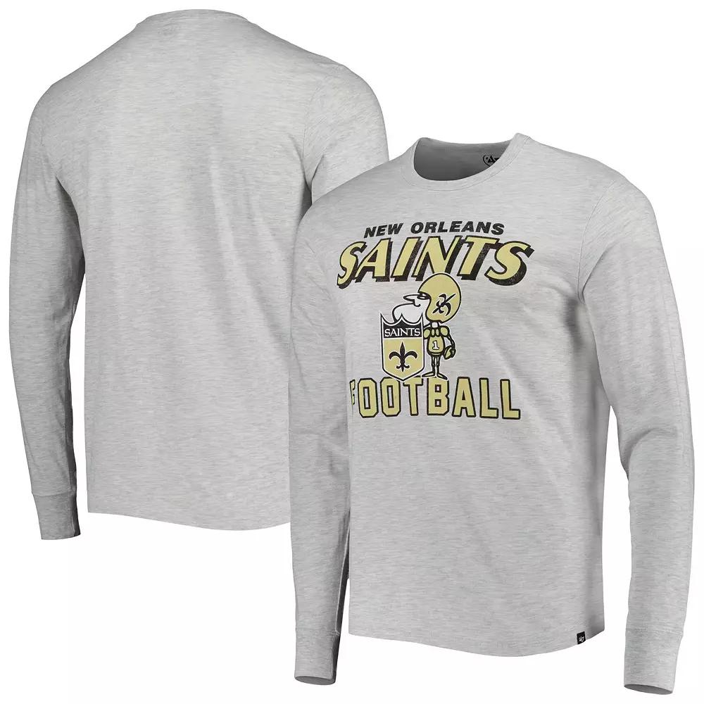Men's '47 Heathered Gray New Orleans Saints Dozer Franklin Long Sleeve T-Shirt,  Product Image