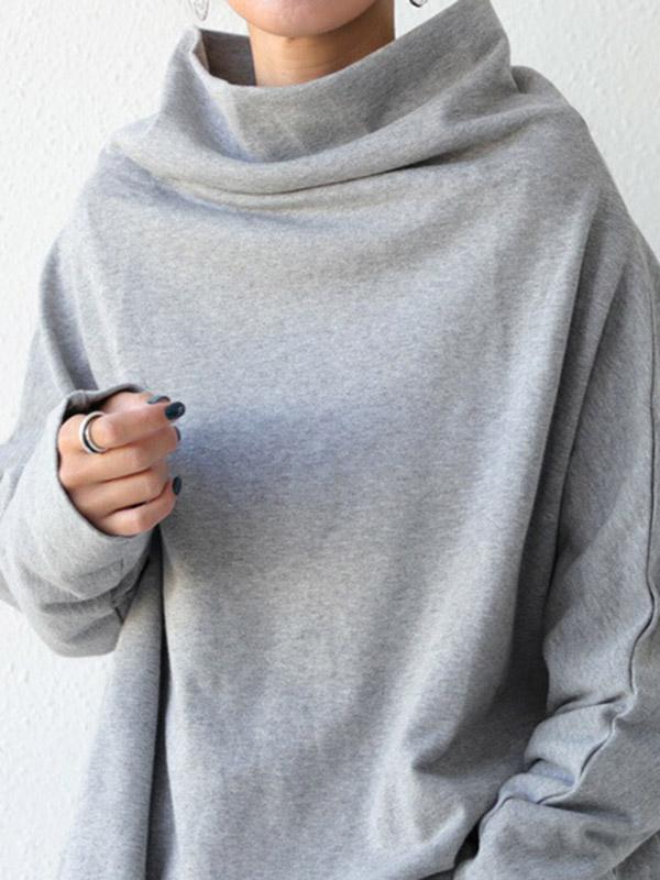 Urban Black&Gray High-Neck Long Sleeve Oversize T-Shirt Product Image