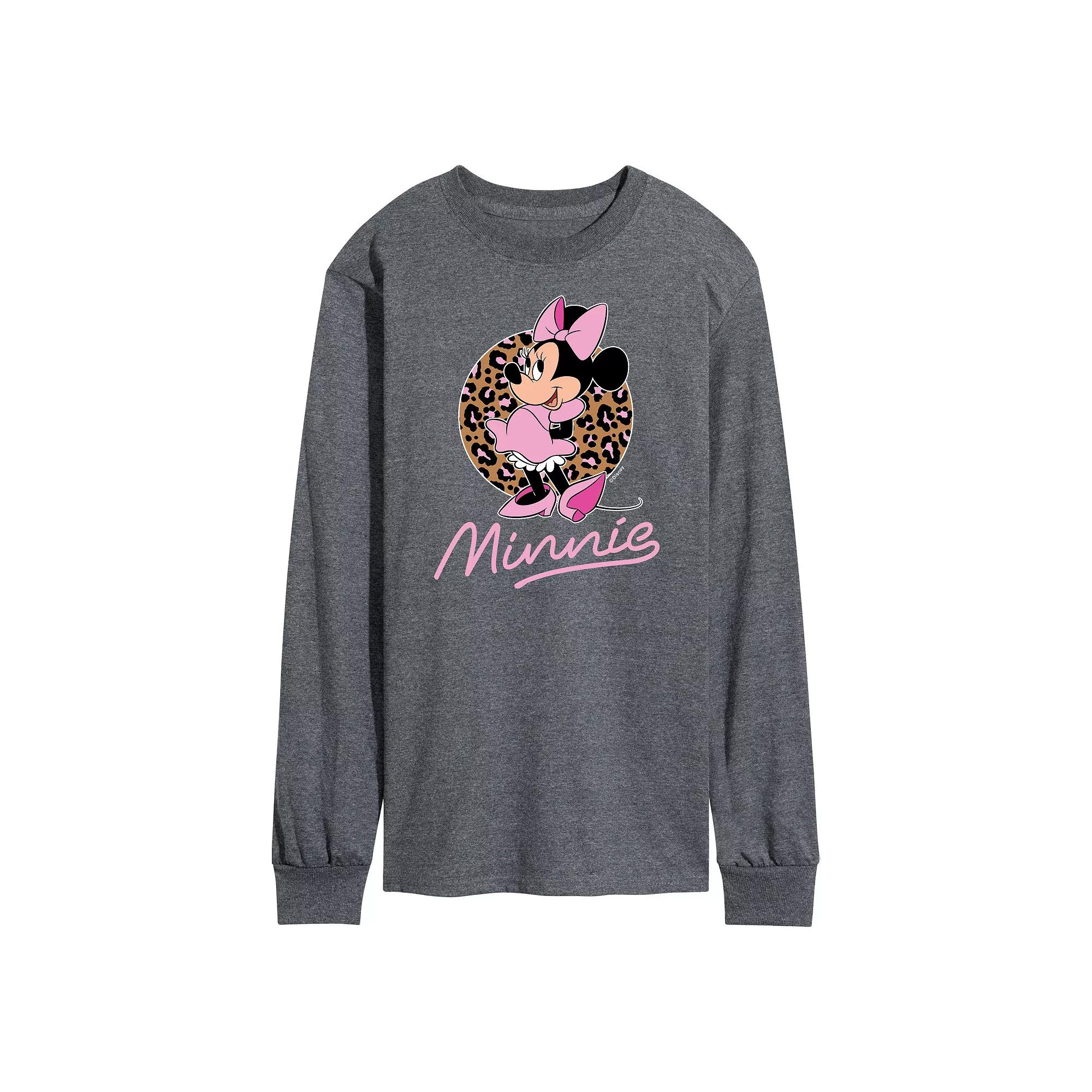 Disney's Minnie Mouse Men's Leopard Long Sleeve Graphic Tee,  Product Image
