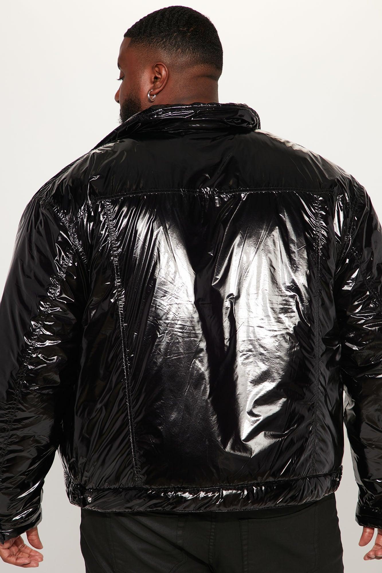 Posted Shiny Nylon Trucker Jacket - Black Product Image