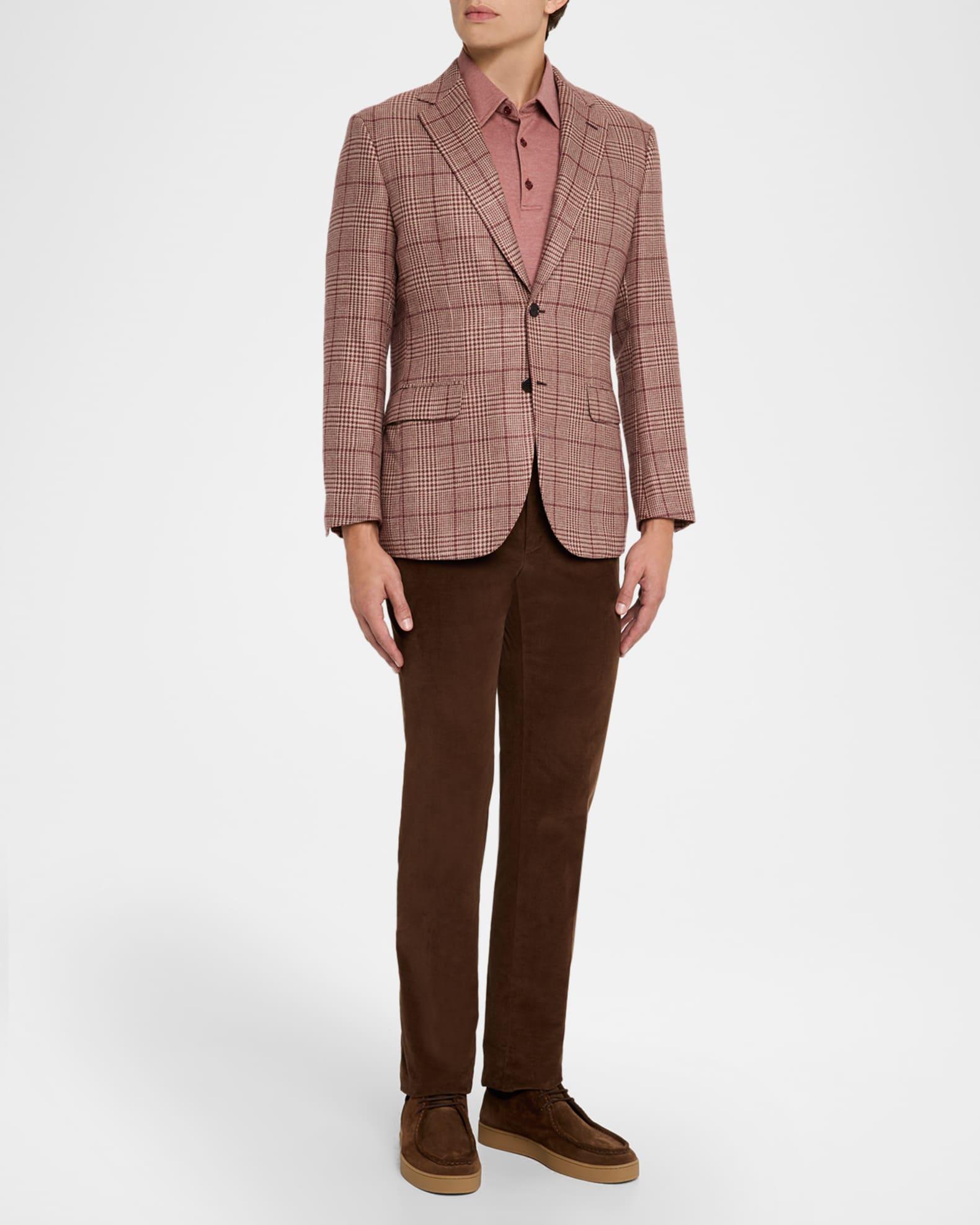 Men's Cashmere Blend Rust Plaid Sport Coat Product Image