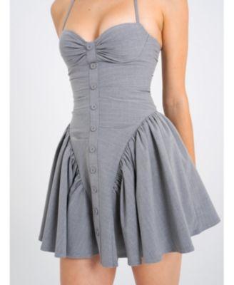 Melody Stripe Halter Drop Waist Mini Dress Product Image