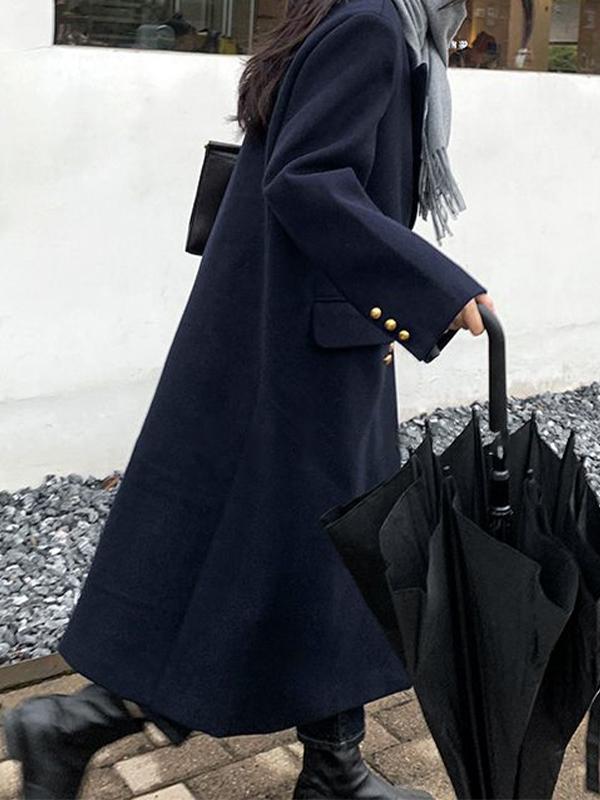 Solid Flap Detail Peacoat Jacket Product Image