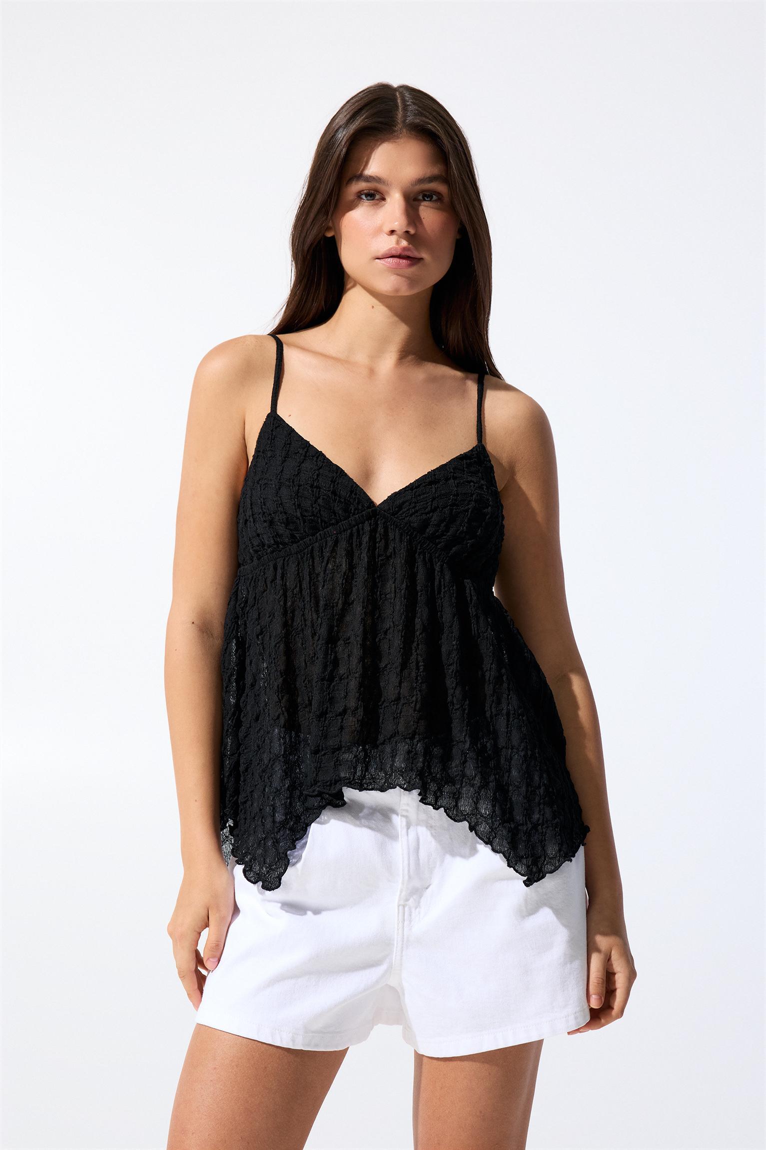 Textured strappy top Product Image