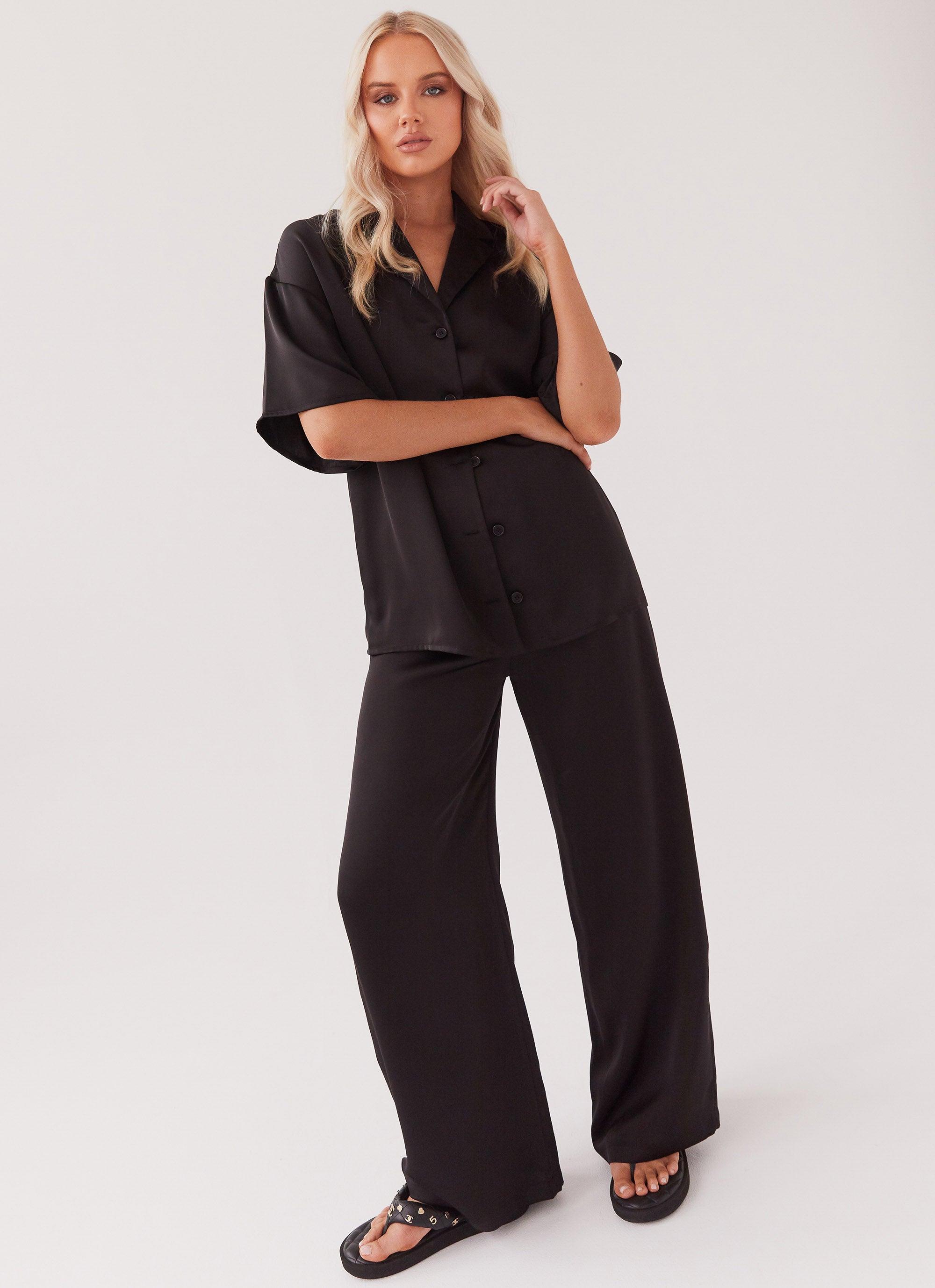Palm Cove Satin Pants - Black Product Image