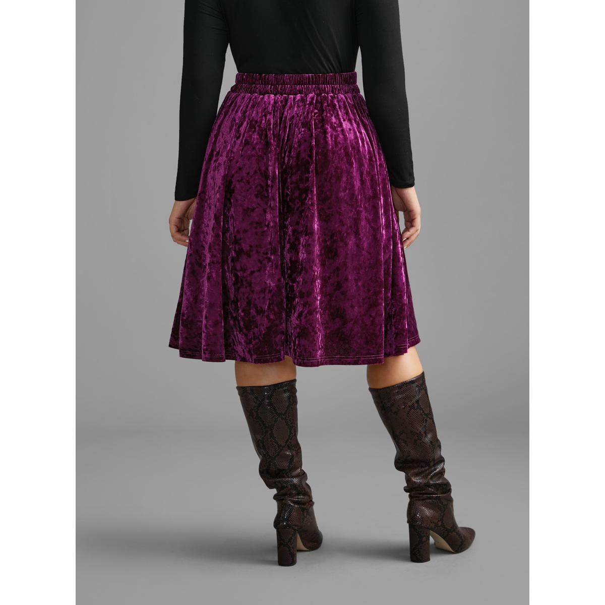 Plus Size Velvet Elastic Waist Skirt Women Deeppurplered Retro Loose Medium stretch Slanted pocket Elegant Skirts BloomChic 14-16/1X Product Image