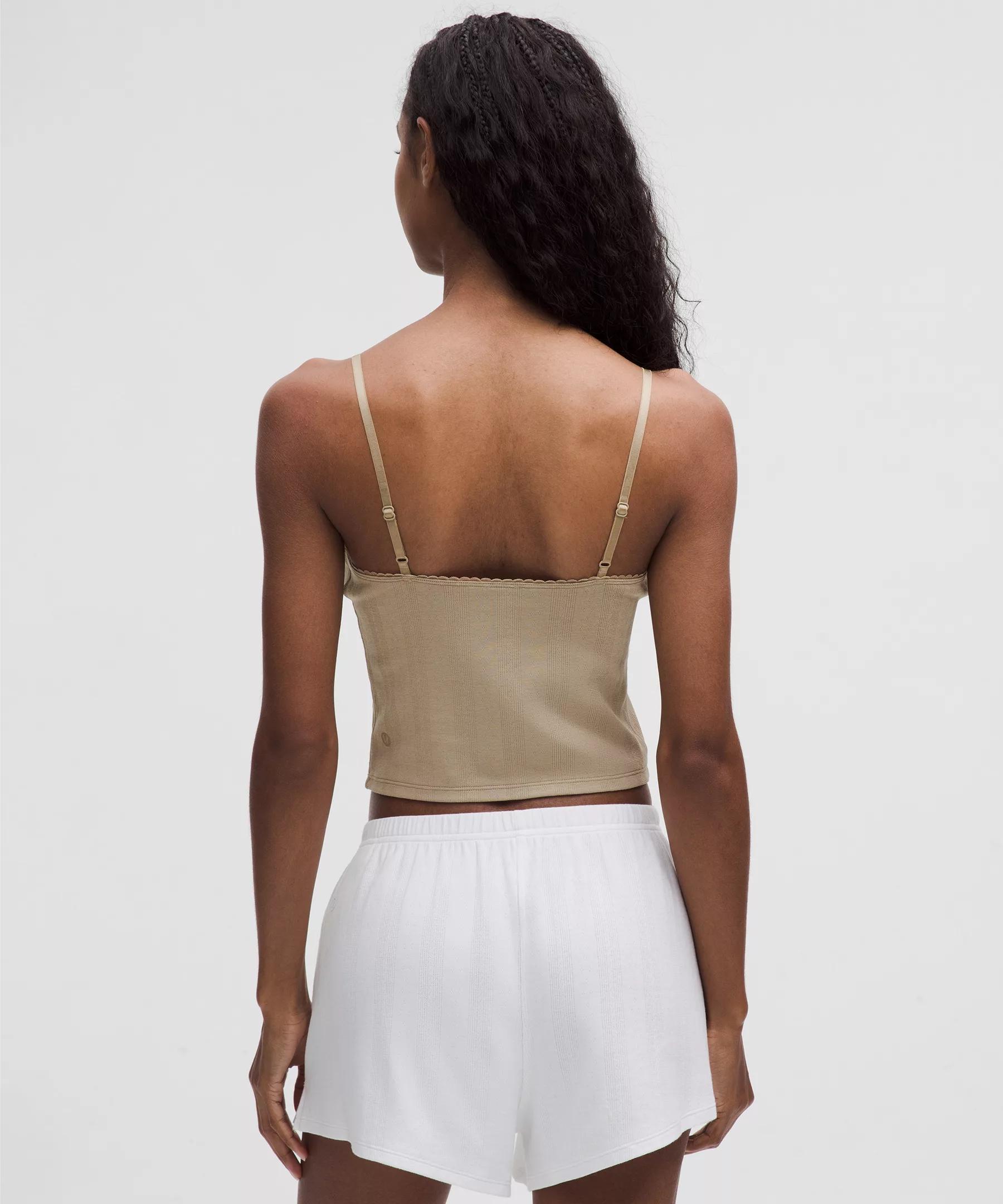 Cotton Pointelle Cropped Cami Tank Top Product Image
