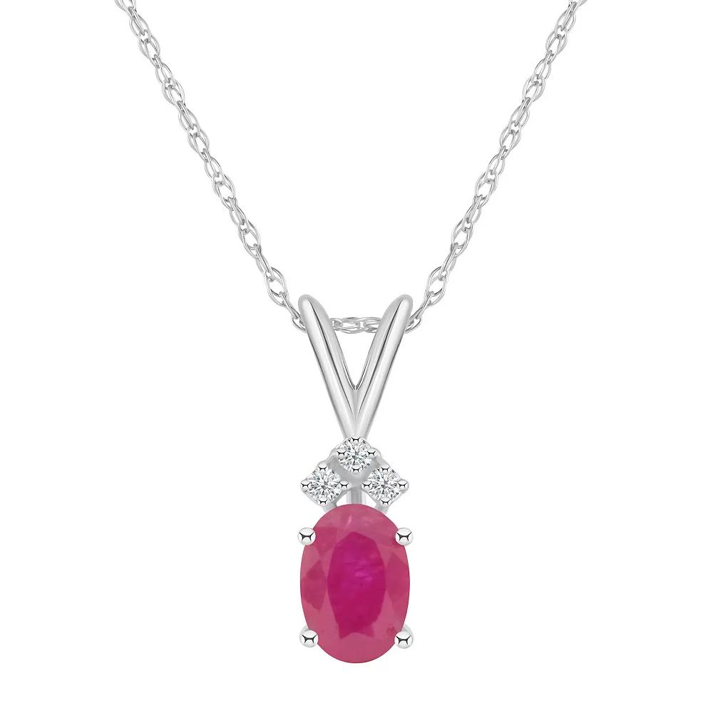 Celebration Gems 14k White Gold Gemstone & Diamond Accent Pendant Necklace, Women's,  Product Image