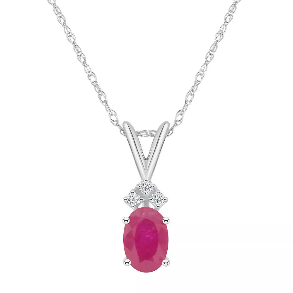 Celebration Gems 14k White Gold Gemstone & Diamond Accent Pendant Necklace, Women's,  Product Image