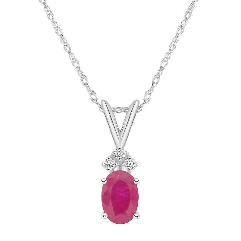 Celebration Gems 14k White Gold Gemstone & Diamond Accent Pendant Necklace, Women's,  Product Image