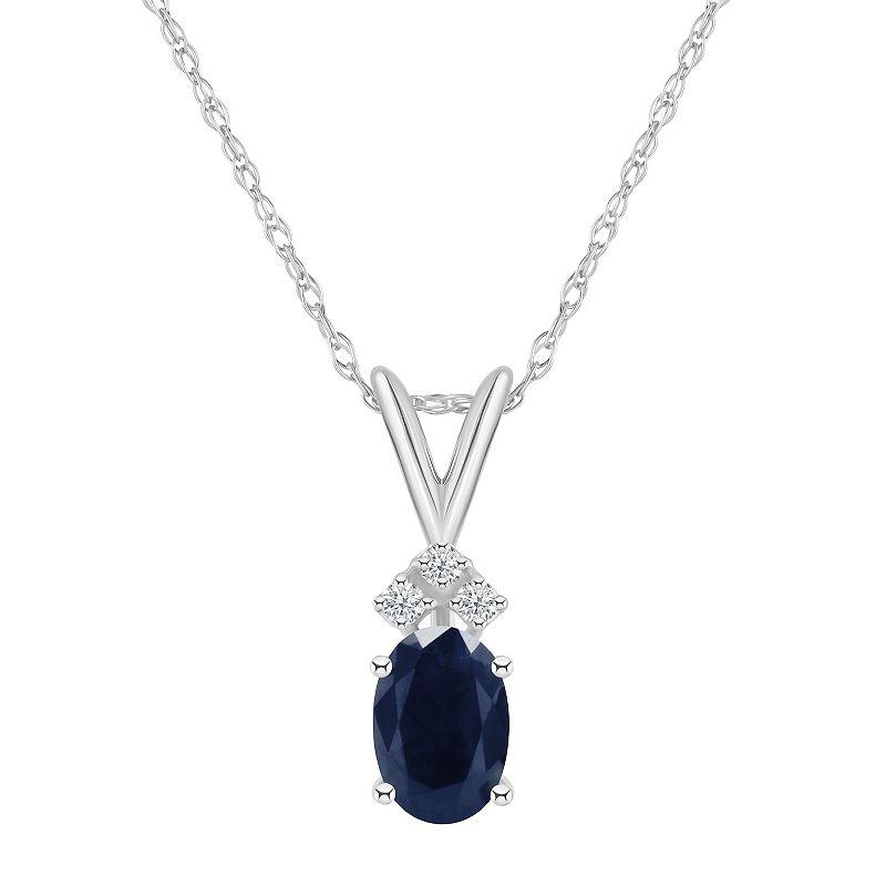 Celebration Gems 14k White Gold Gemstone & Diamond Accent Pendant Necklace, Women's,  Product Image