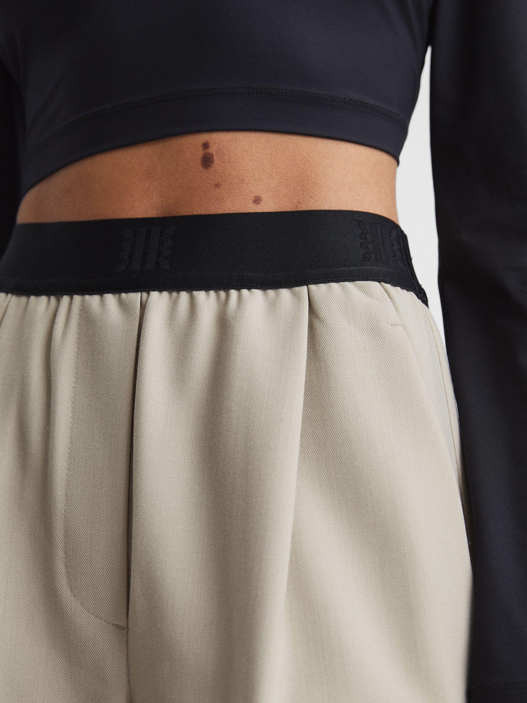 Wide Leg Elasticated Waist Trousers in Stone Product Image