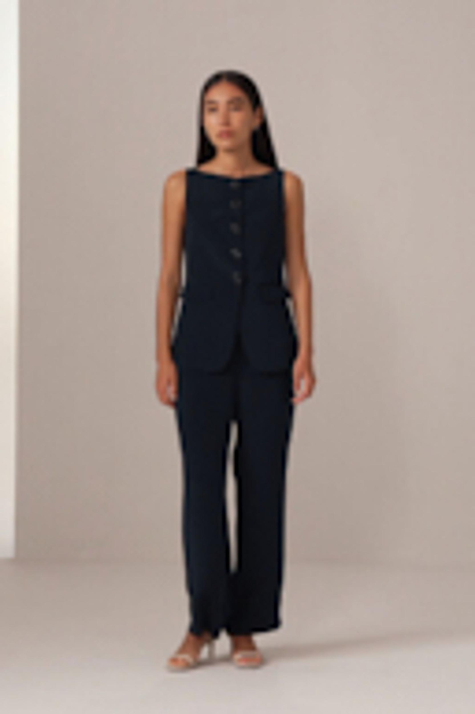 LILYSILK Womens Silk Vest - Midnight Blue 100% Grade 6A Silk - Chic Front Slit Tops 2 Product Image