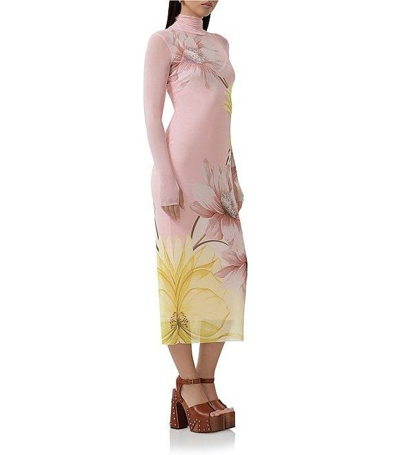 AFRM Shailene Floral Print Turtleneck Long Sleeve Midi Dress Product Image