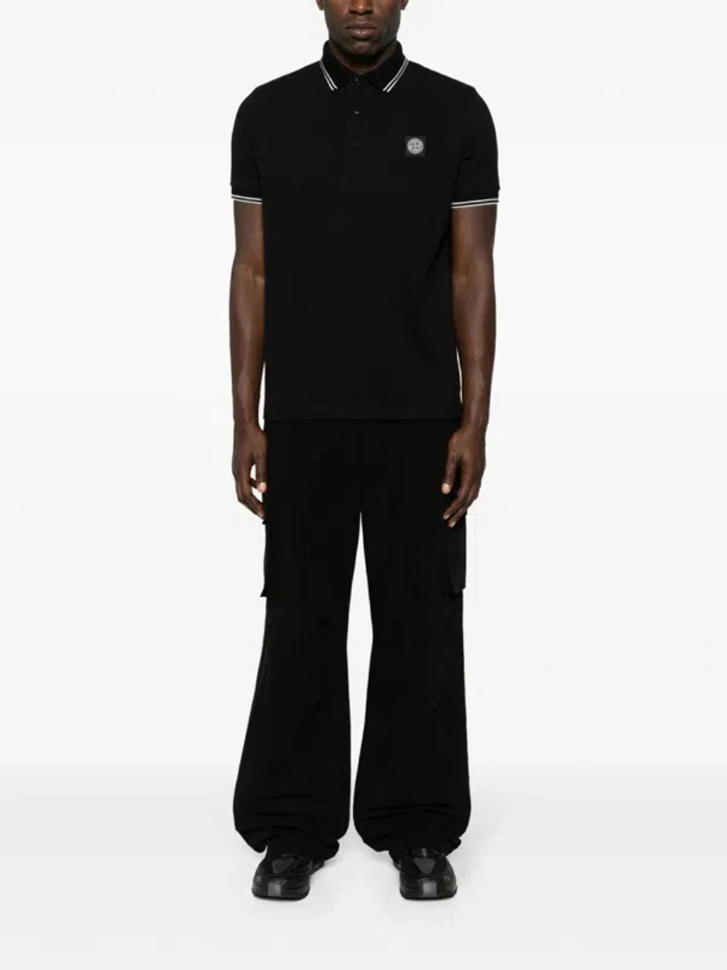 STONE ISLAND Mens Black Brand-patch Regular-fit Stretch-cotton Polo Shirt Xl Product Image