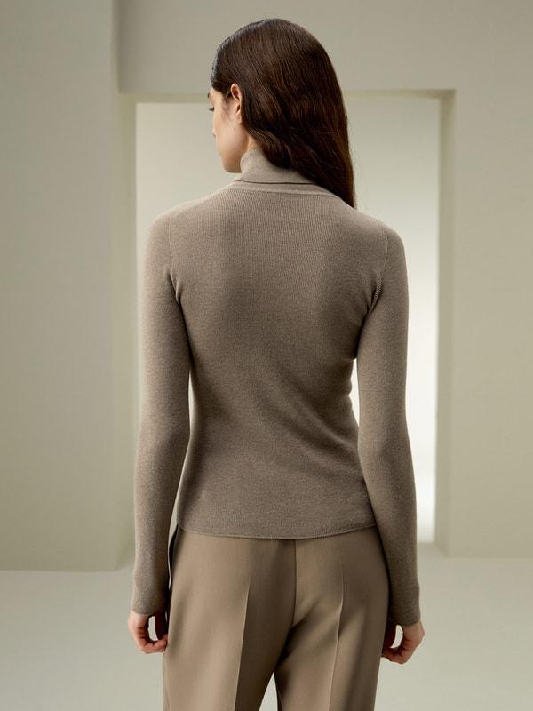 LILYSILK Silk Jumper Women'S - Brown Silk and Cashmere - Comfort Insulating Jumpers L Product Image