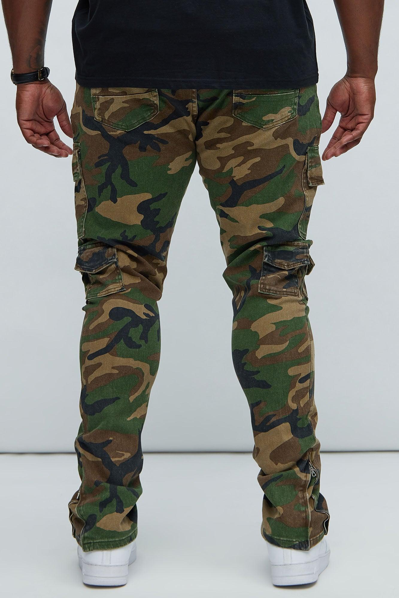Convertible Stacked Skinny Flare Jeans - Camouflage Product Image