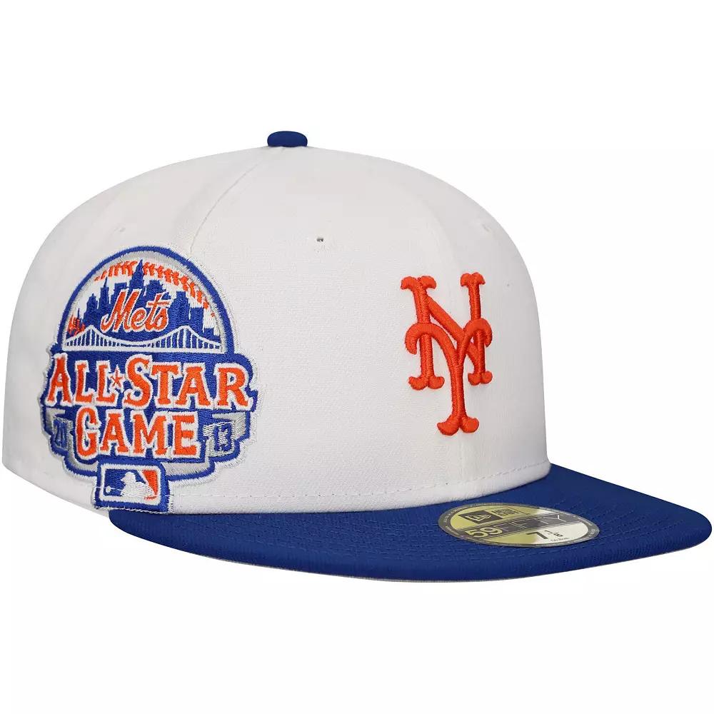 Men's New Era White/Royal New York Mets Major Sidepatch 59FIFTY Fitted Hat,  Product Image