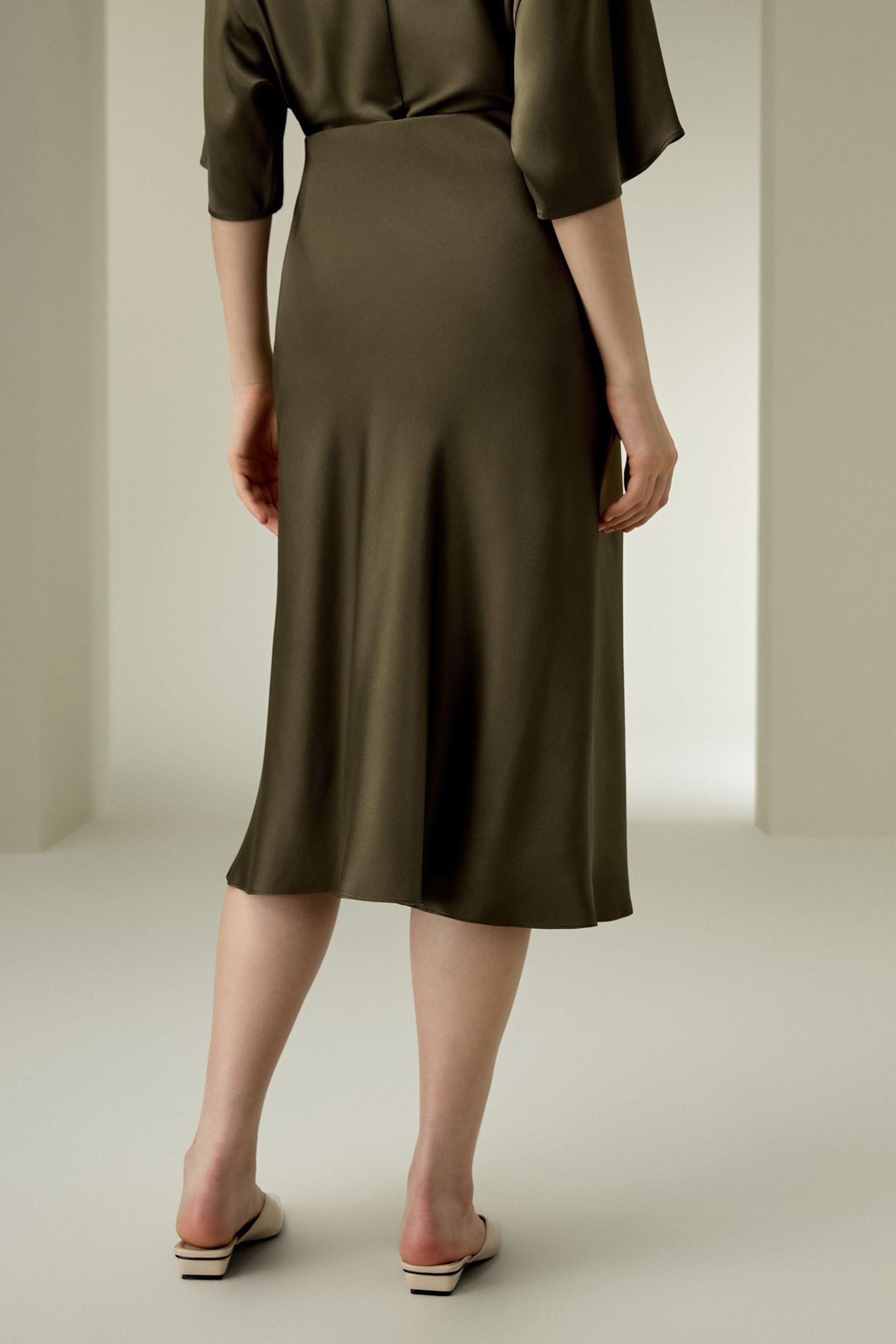 Bias-cut Silk Midi Skirt Product Image