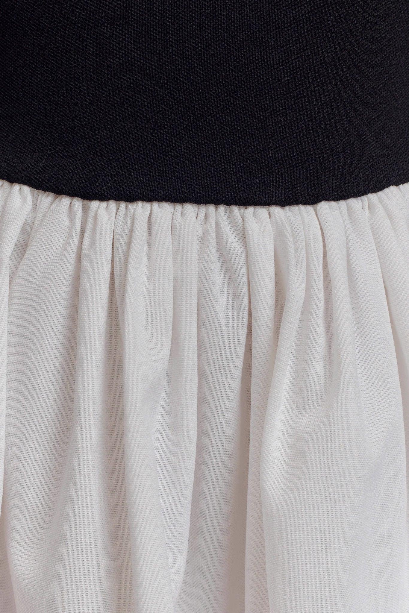 Sansa Knit And Linen Mini Dress - Black & White Product Image