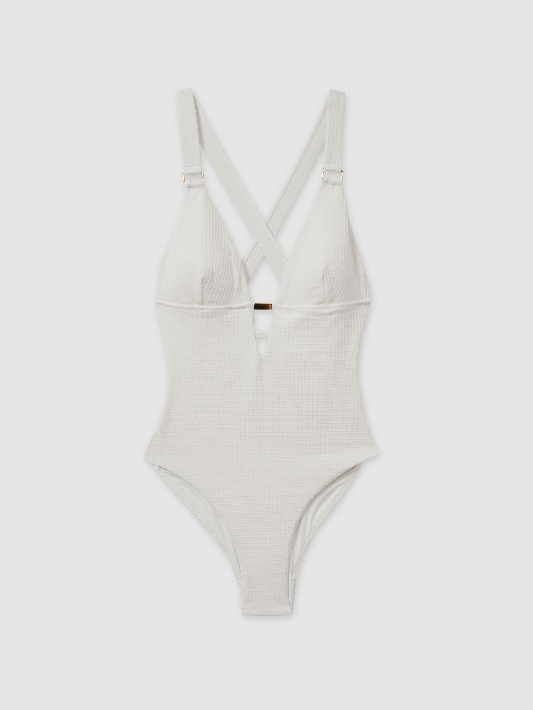 Freda White Textured Cross-Back Swimsuit Product Image