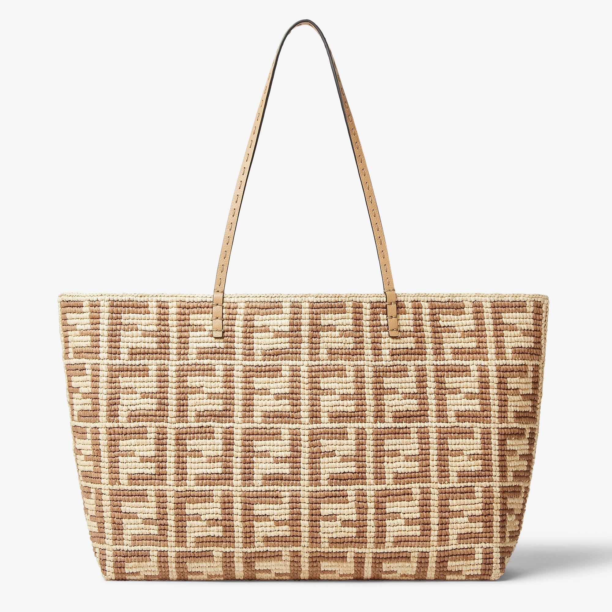 Roll LargeBeige FF raffia crochet shopper Product Image