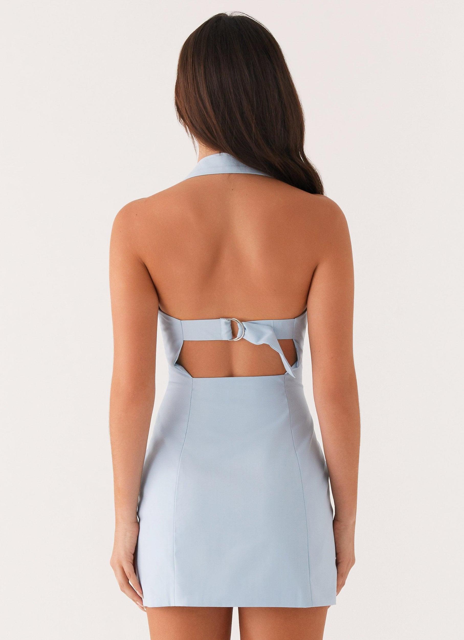 Bianca Halter Dress - Blue Product Image