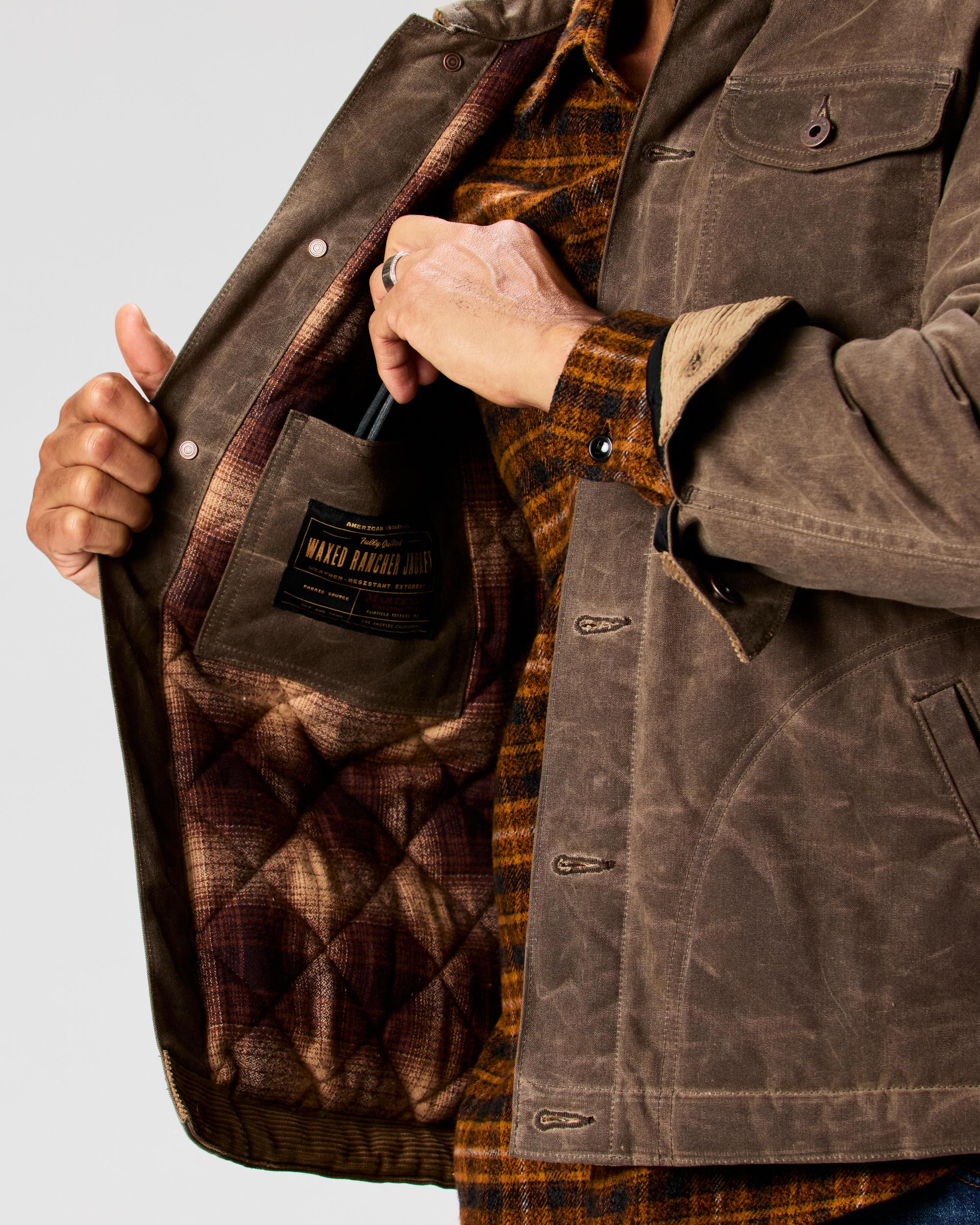 Flannel-Lined Quilted Waxed Rancher Jacket Product Image