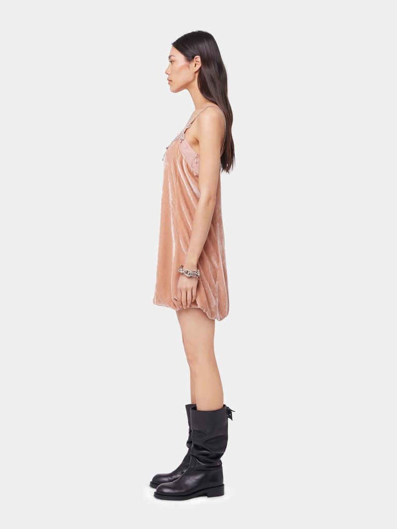 LIGHT PINK SHORT DRESS IN VELVET Product Image