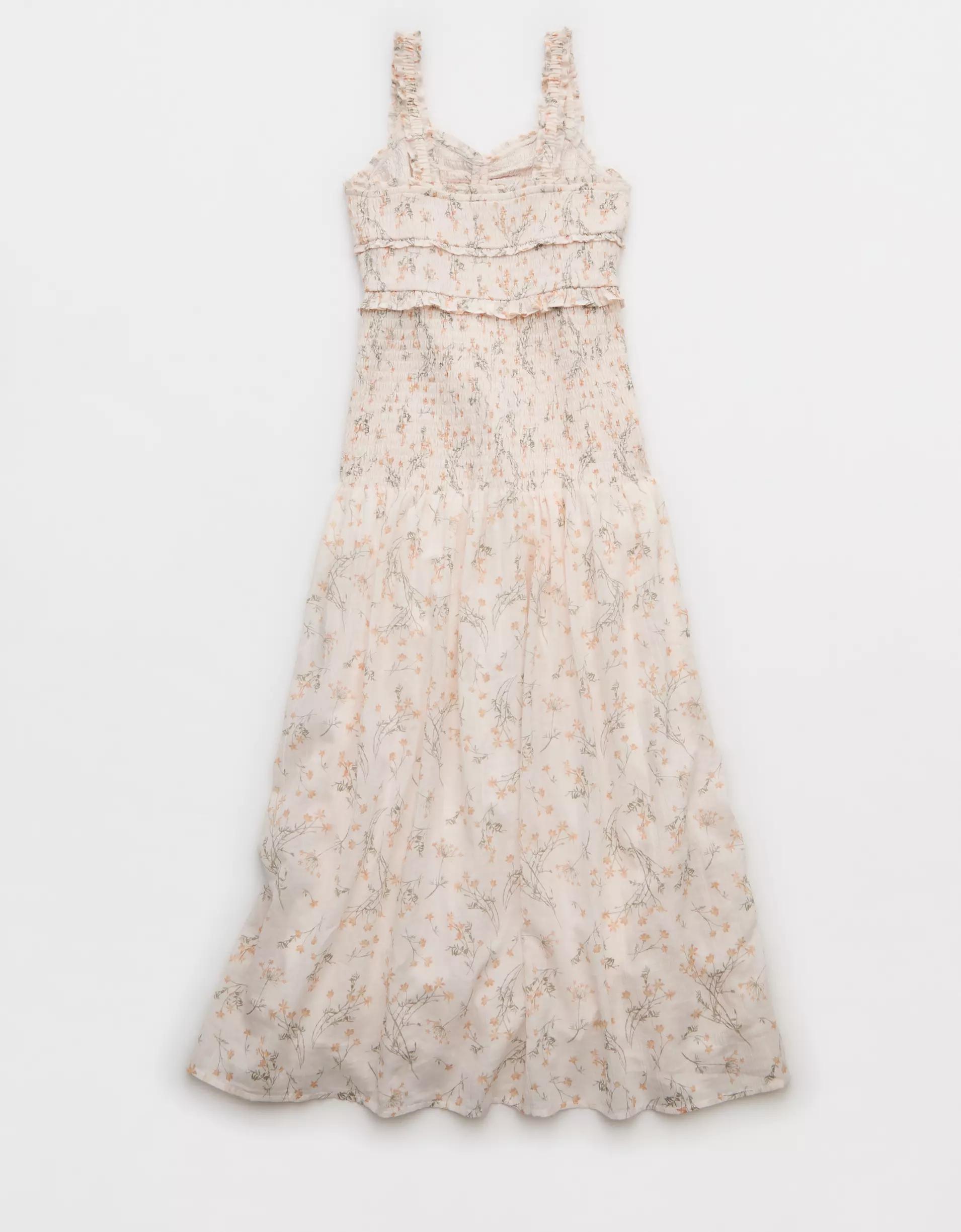 AE Catie Corset Smocked Floral Midi Dress Product Image