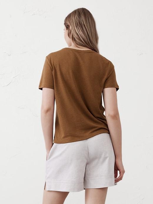 Linen-Blend Crew-Neck Top Product Image