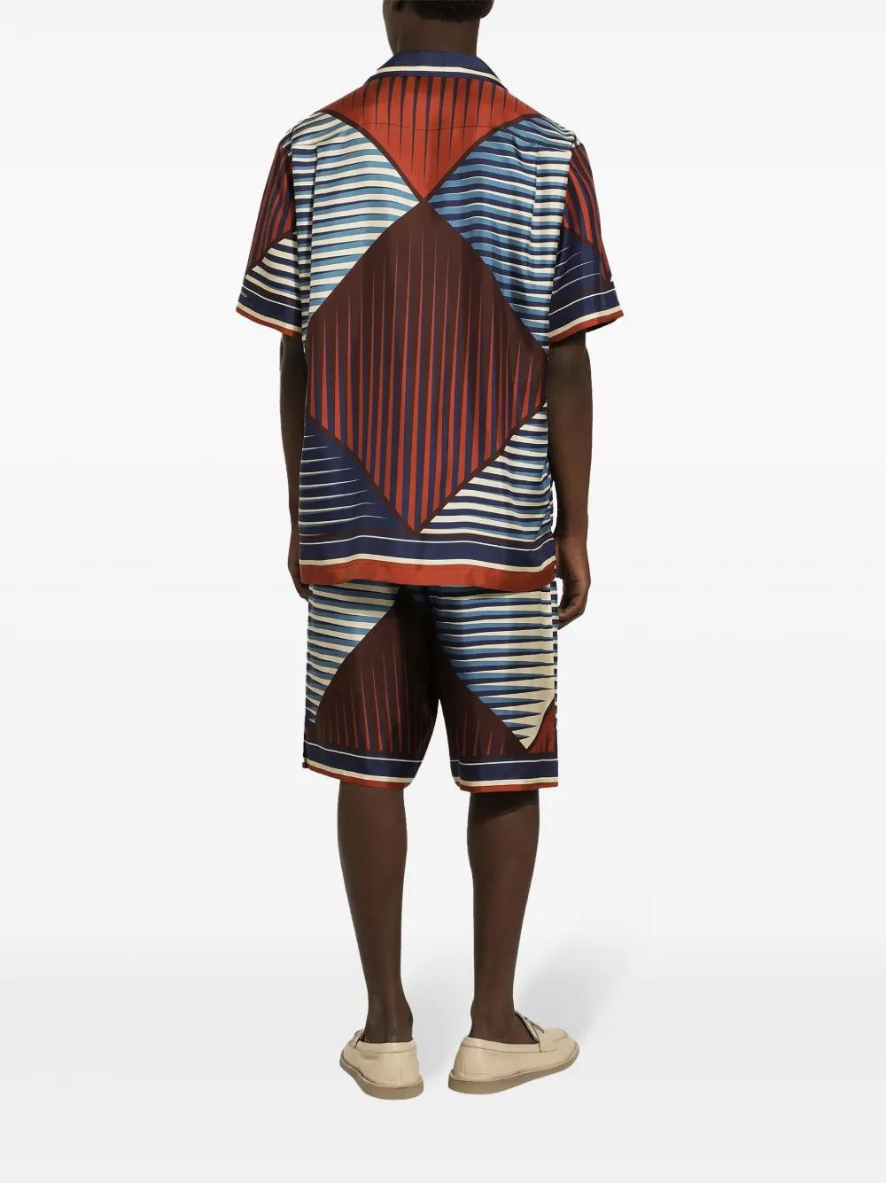 geometric-print silk shirt Product Image