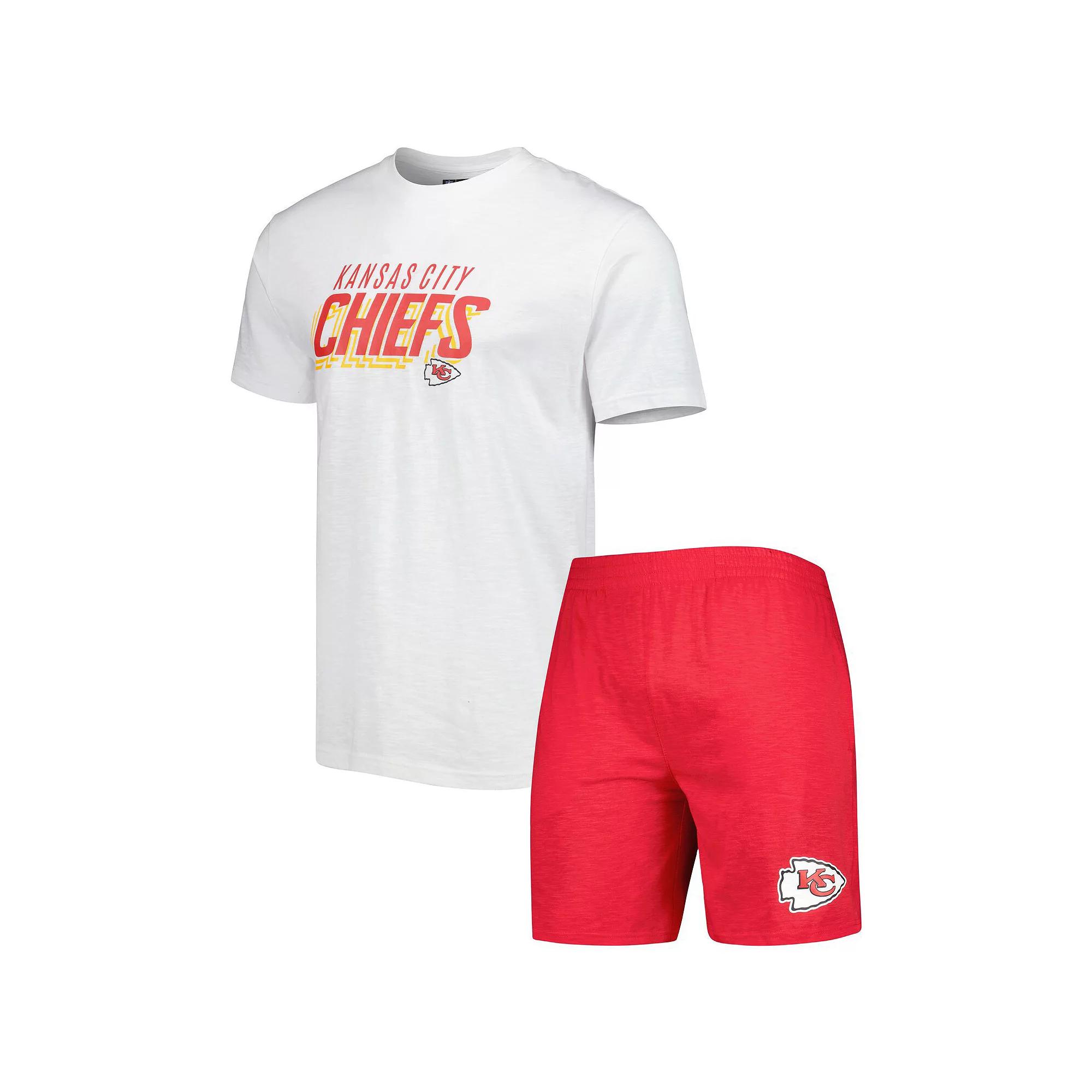 Mens Concepts Sport /White Kansas City Chiefs Downfield T-Shirt & Shorts Sleep Set Product Image