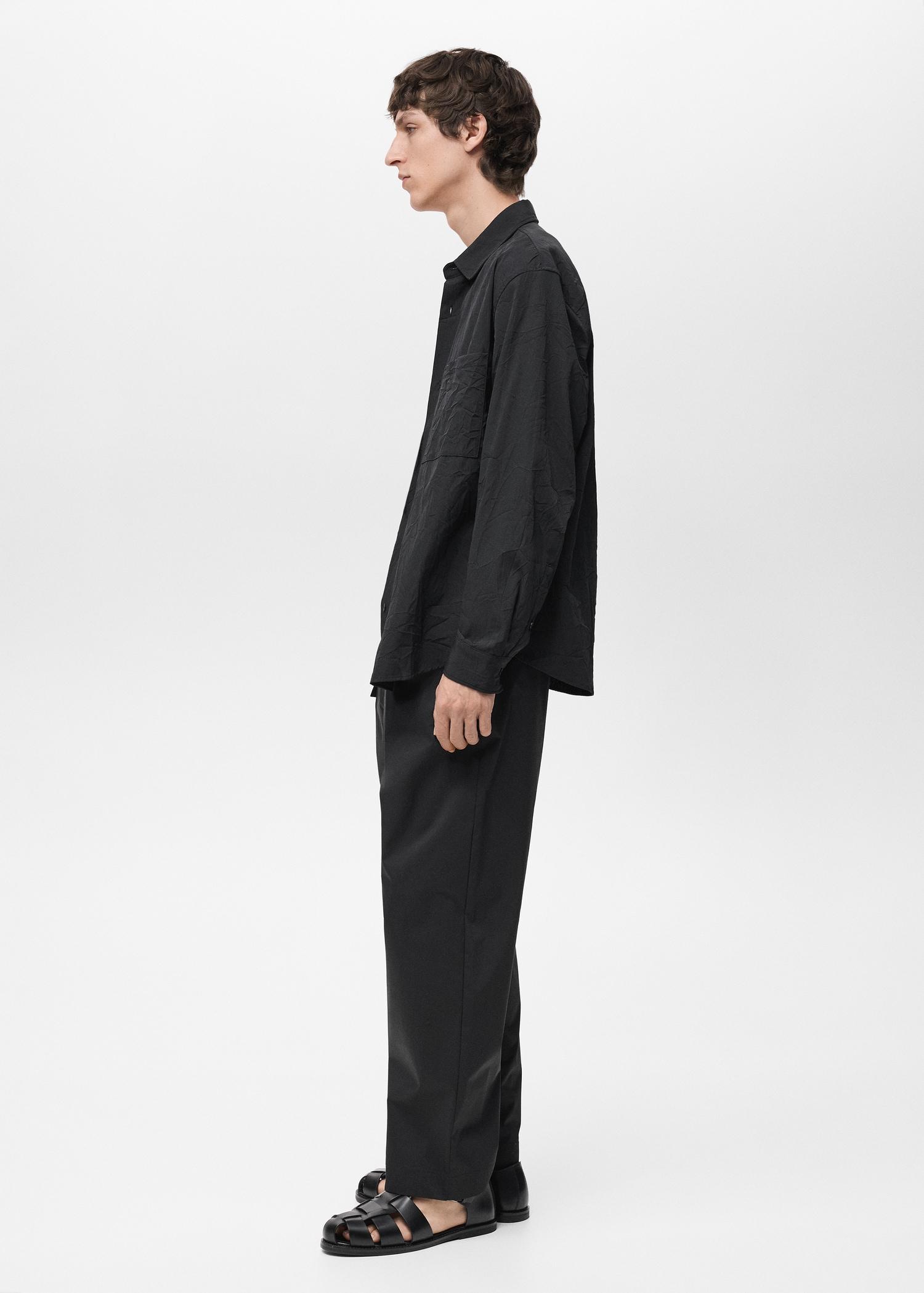 Creased-effect shirt - Men | MANGO USA Product Image
