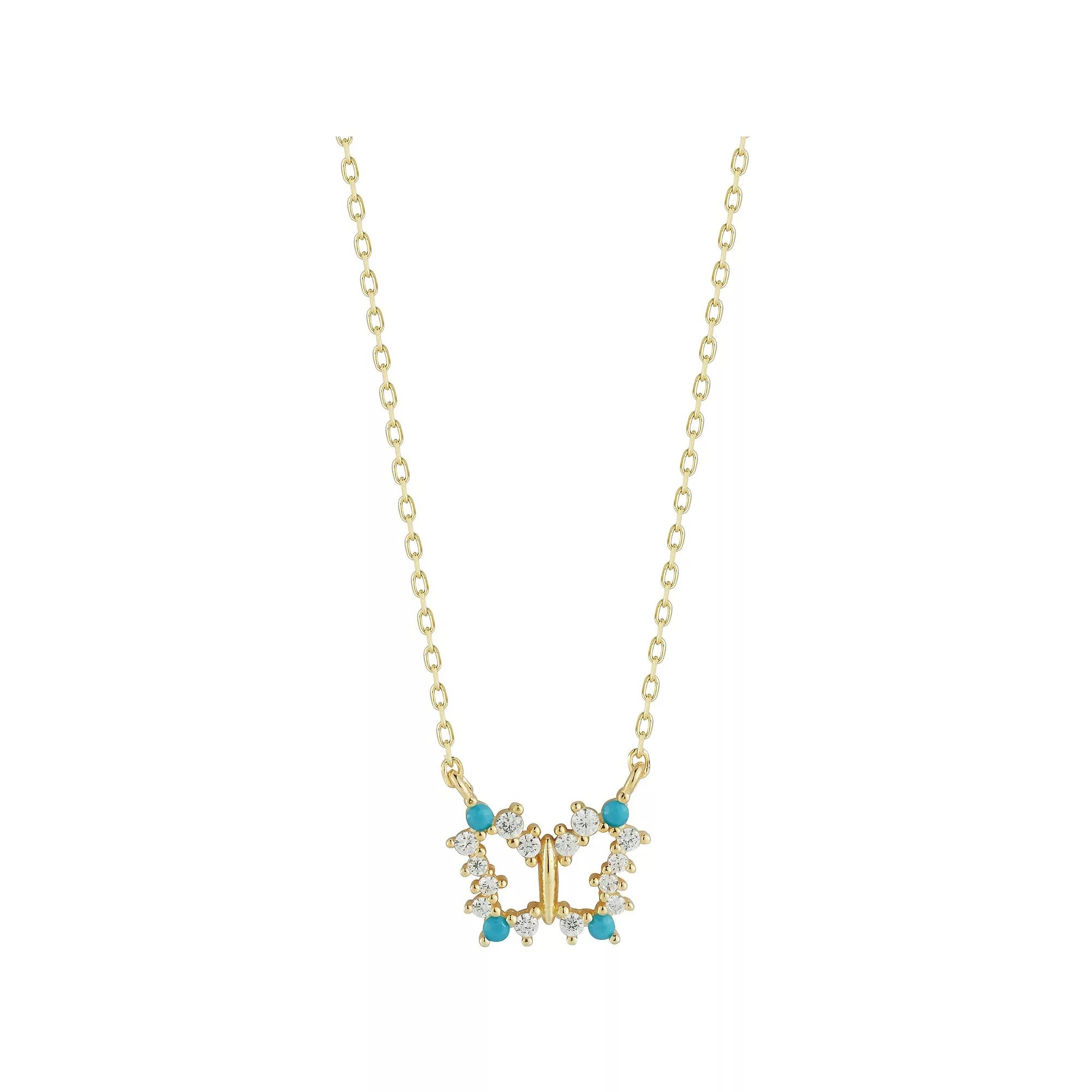 Sunkissed Sterling Cubic Zirconia Butterfly Pendant Necklace, Women's,  Product Image