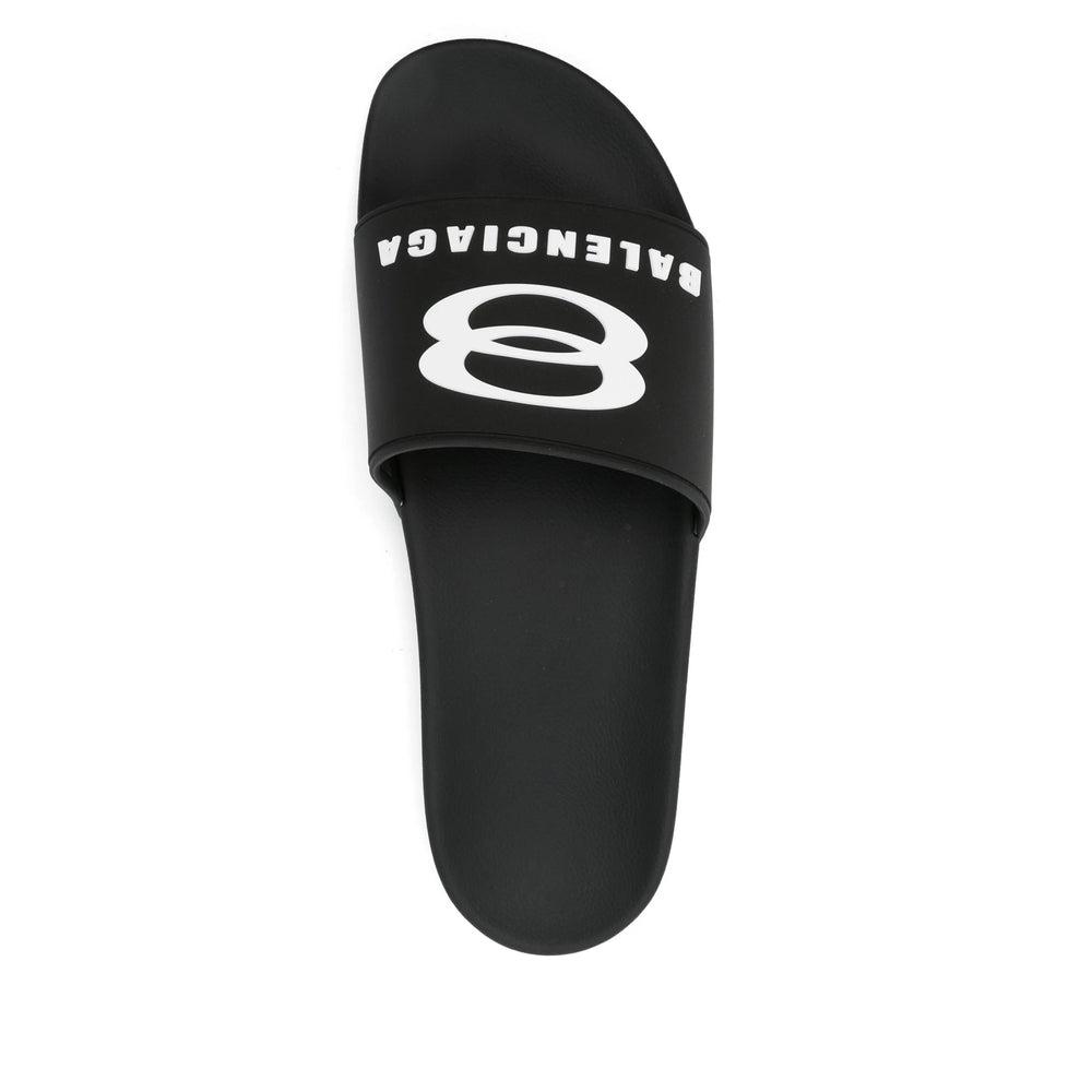 BALENCIAGA Rubber Slide Sandals For The Pool Men In Black White Product Image