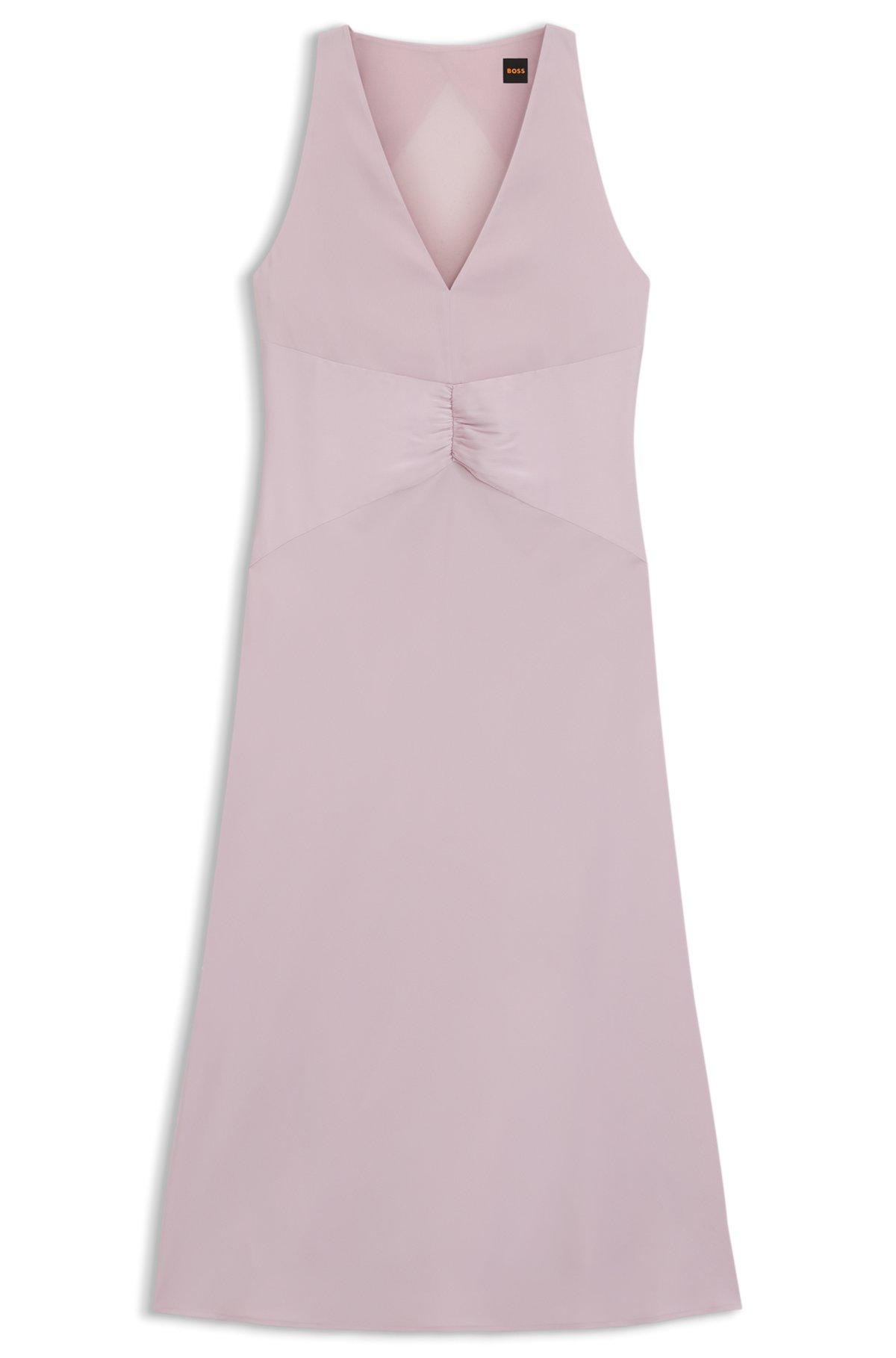 BOSS - Crinkle-satin dress with gathered front - Light Purple Product Image