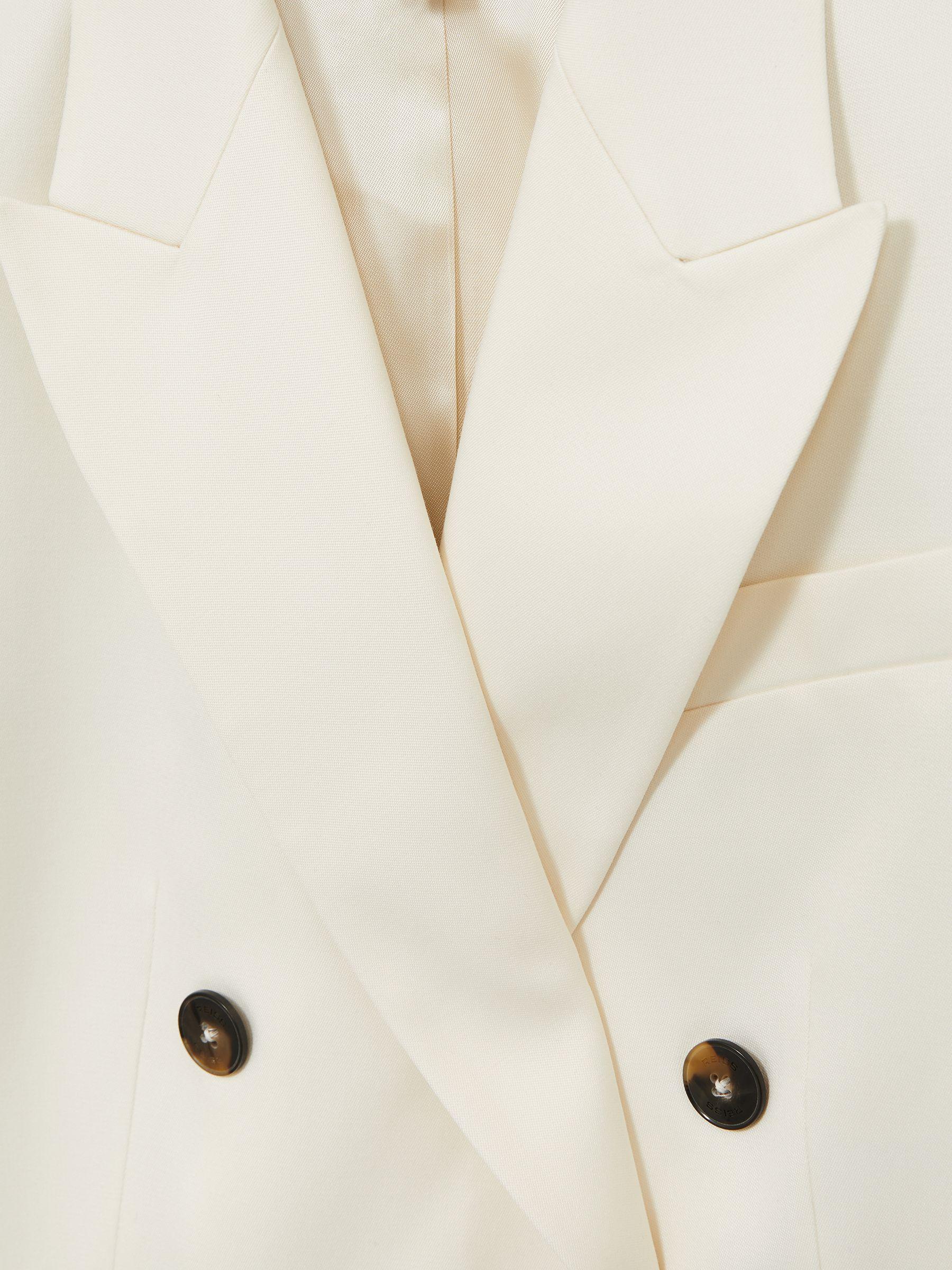 Double-Breasted Cropped Blazer in Cream Product Image
