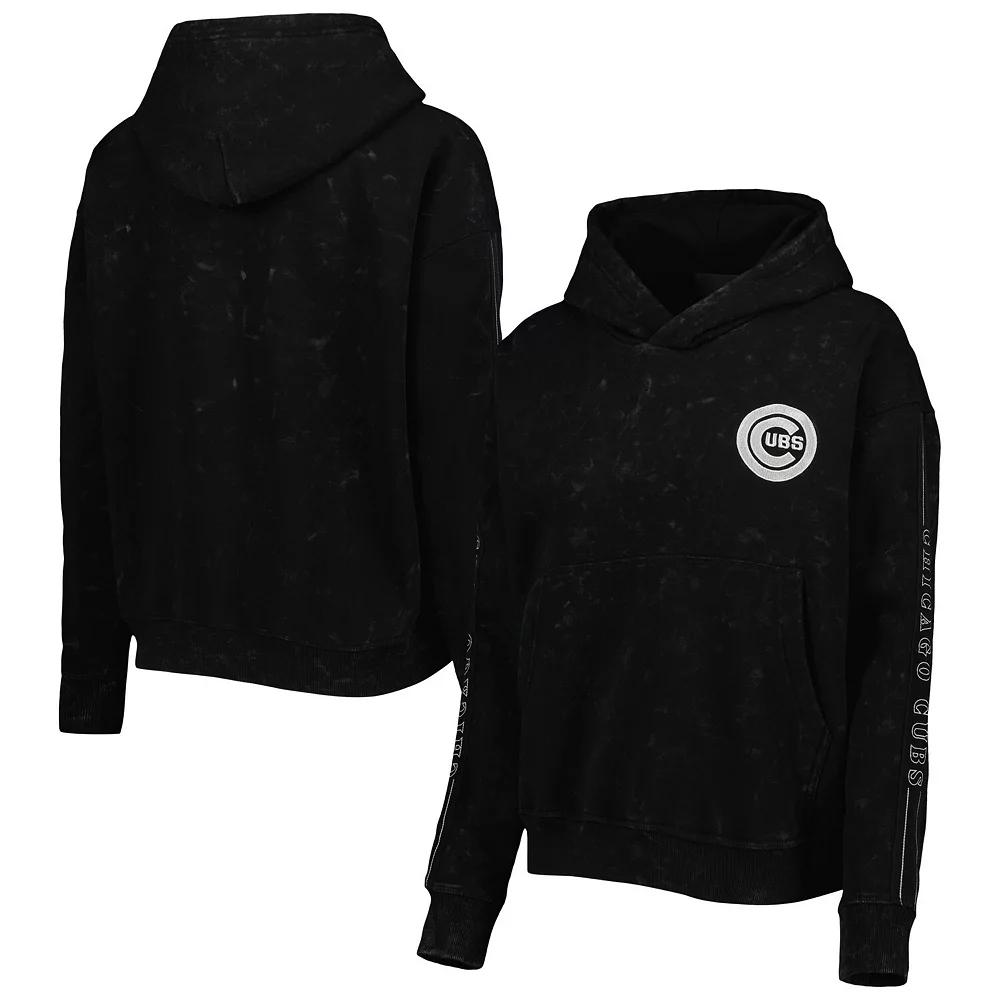 Women's The Wild Collective Black Chicago Cubs Marble Pullover Hoodie, Size: Large Product Image