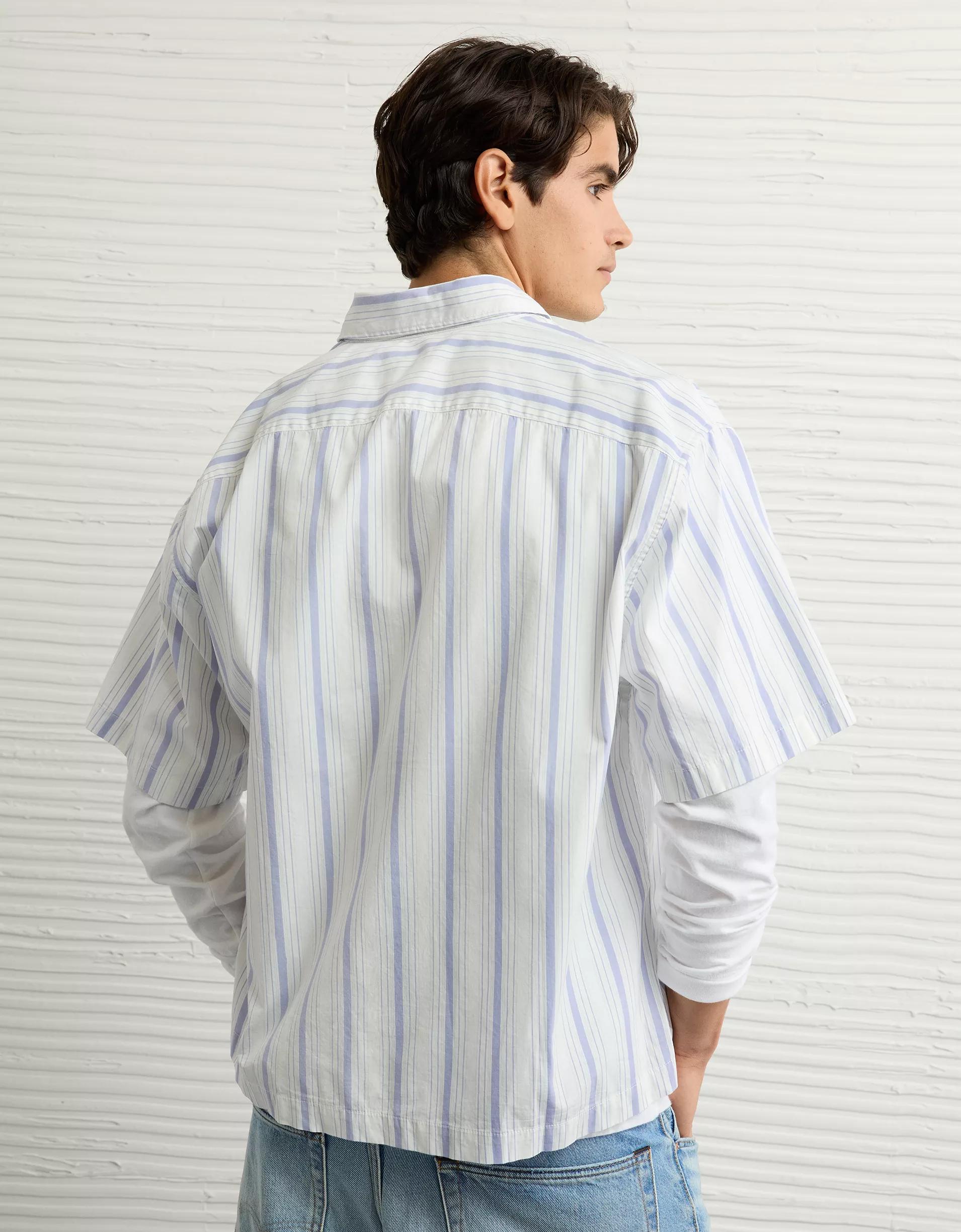 AE Poolside Poplin Striped Button-Up Shirt Product Image