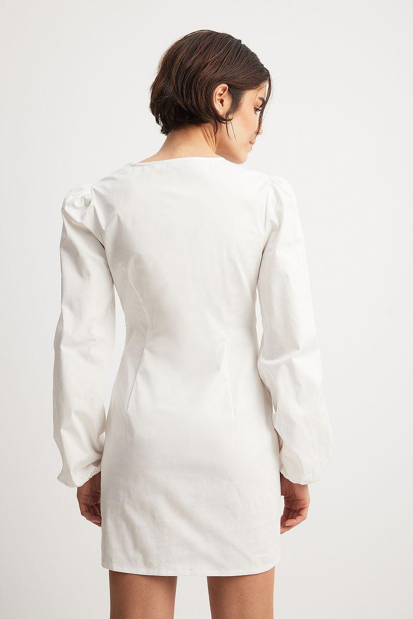 Asymmetric Buttoned Long Sleeve Mini Dress Product Image