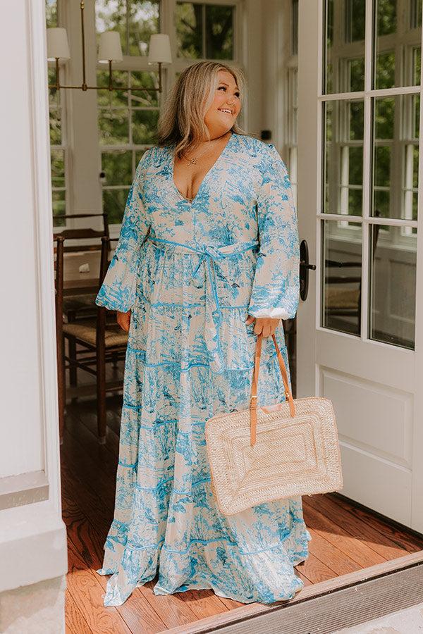 Chateau Chic Tiered Maxi Dress in Sky Blue Curves Product Image