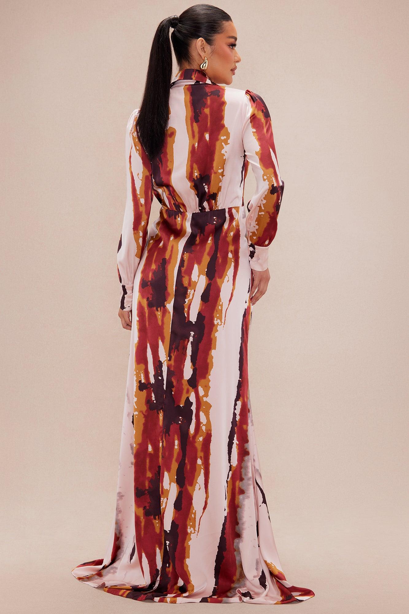 Sariah Satin Maxi Dress - Mauve/combo Product Image