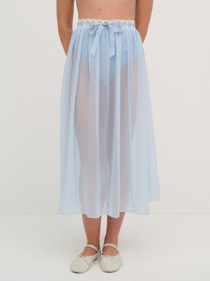 Dainty Doily Midi Skirt — Blue Product Image