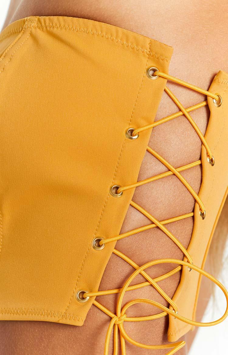 Serendipity Yellow Strapless Corset Top Product Image