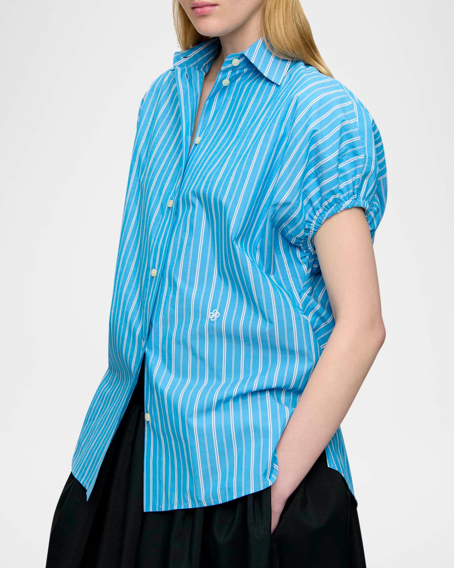 Lecce Puff-Sleeve Striped Cotton Shirt Product Image