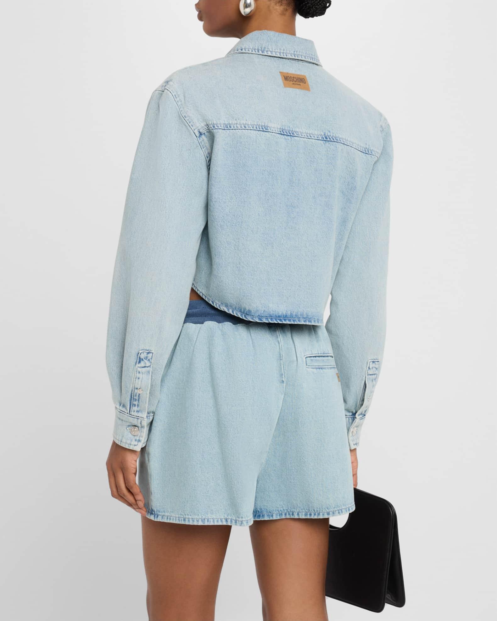 Cropped Long-Sleeve Denim Shirt Product Image