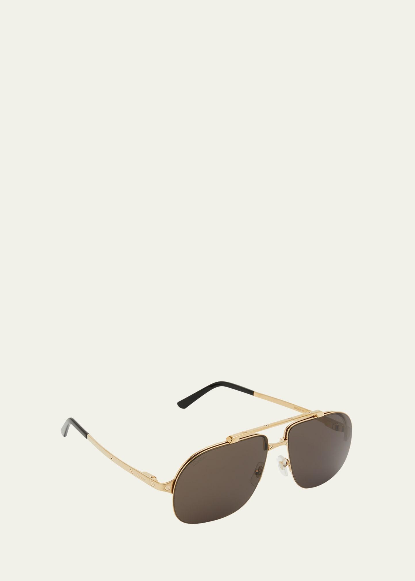 Mens Santos Evolution 24K Gold-Plated 61MM Pilot Sunglasses Product Image