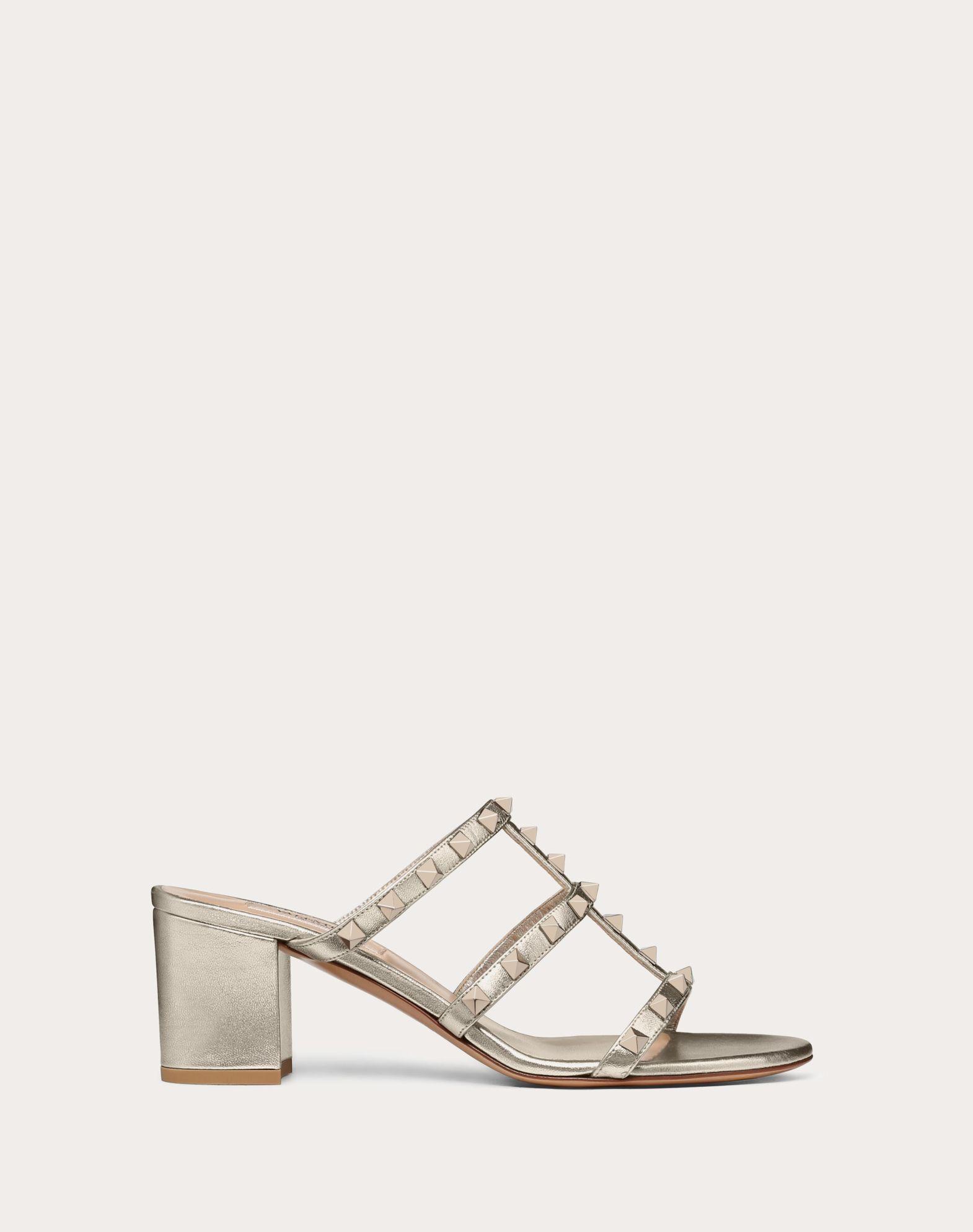 Rockstud Metallic Calfskin Leather Slide Sandal 60 Mm Product Image